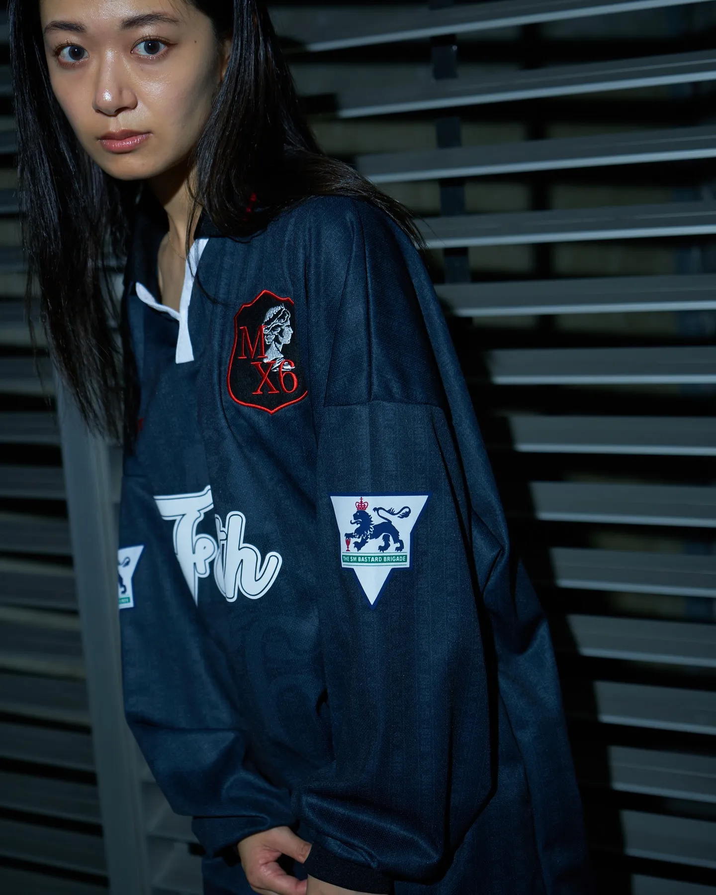 SAINT M×××××× SOCCER SHIRT 'FAITH'/BLK FAITH Football Long Sleeve Black S-XL This design has a lot of craftsmanship Digital fabric printing/front positioning printing laser cutting Offset printing + flocking printing + embossing Imported Behringer machine embroidery Flat machine collar + cuffs Genuine consistent main mark/wash mark/cherub mark